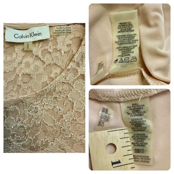 EUC Women's Calvin Klein Beautiful Pink Top w/ Lace Sz Large - Picture 4 of 5